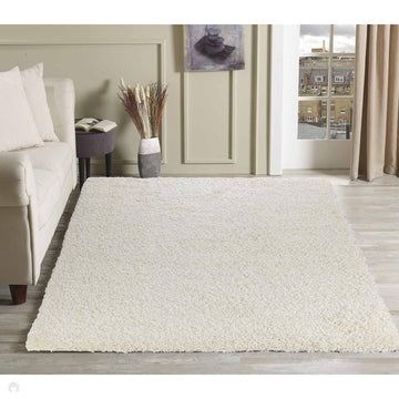 Oxford OXF00 Plain Plush Soft Stain-Resistant Textured Polypropylene Shaggy Ivory Rug-Desire Rugs-Rug Love - The Most Loved Rug Store